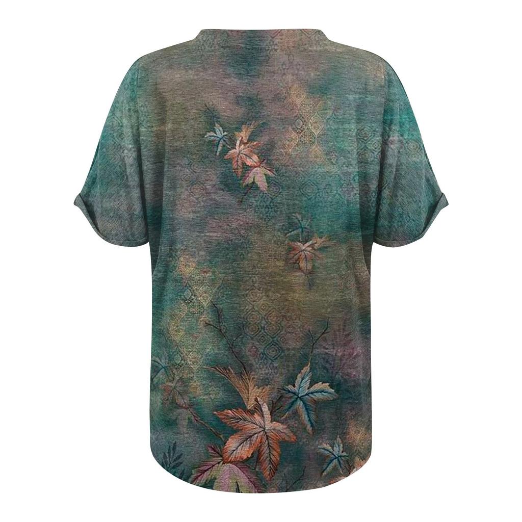 Women's Shirt Blouse Button Vintage  Print Short Sleeve Casual Basic Top Pullover