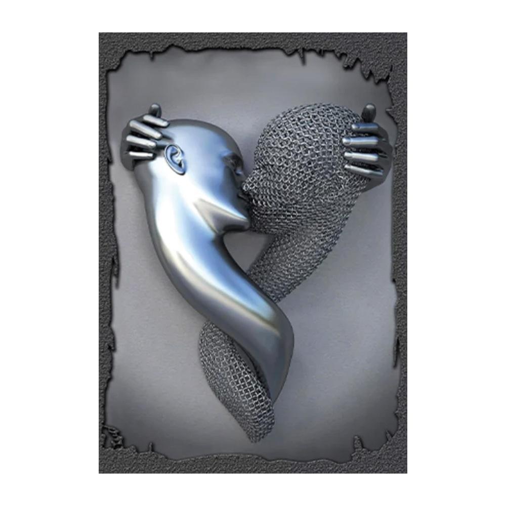 Metal Figure Statue Art Poster High Definition Printing Canvas Painting Prints Couple Sculpture Living Room Home Decor Picture