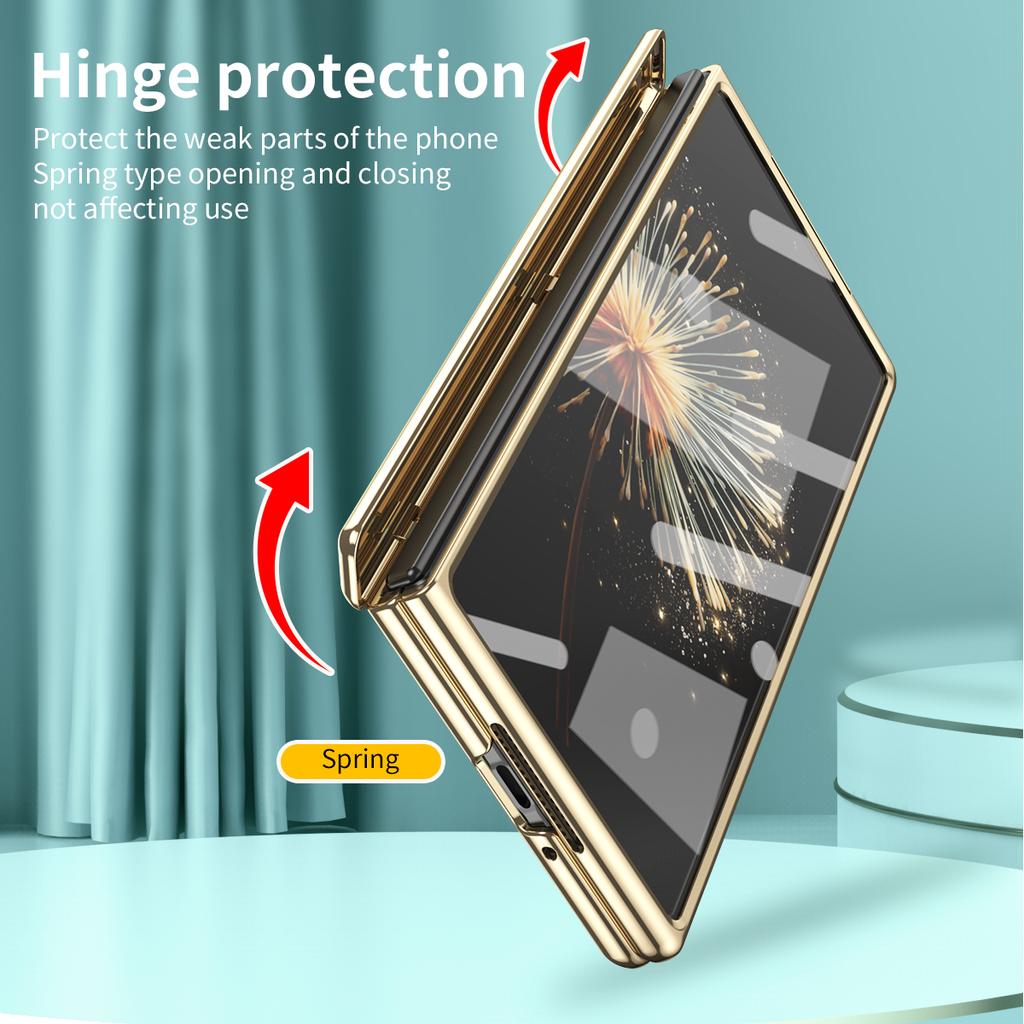 For Xiaomi MIX Fold 3 Case Hinge Mechanical Plating Transparent 360 Full Screen Protector Cover for MIX Fold 4 3 Case Kickstand