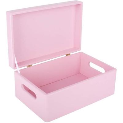 Boîte De Rangement En Bois À Décorer Rose - Creative Deco - 30 X 20 X 14 Cm - Naturel - Boîte Caisse Malle Outil