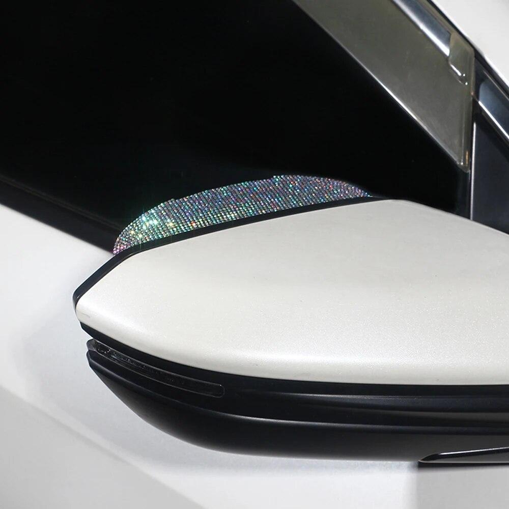 2Pcs PVC Car Rear View Mirror Sticker Rain Eyebrow Auto Mirror Rain Shield Cover Bling Car Accessories Interior for Woman