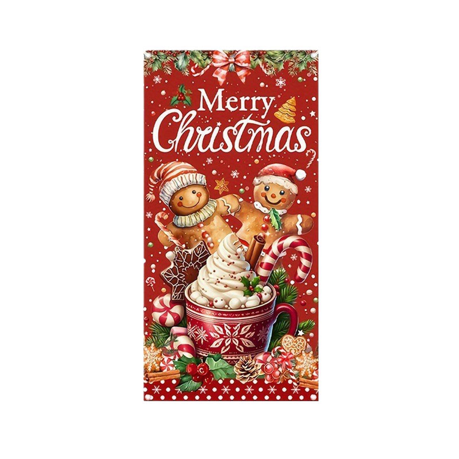 

Рождественский чехол на дверь, красный узор, рождественская фоновая декорация, подходит для зимних вечеринок. One Size красный