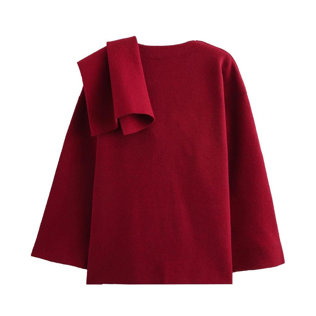 2025 Women's European & American Style Asymmetrical Scarf Short Knitted Winter Overcoat