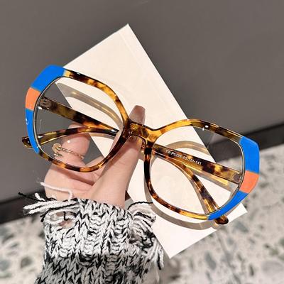 Vintage Anti Blue Light Optical Glasses Women Luxury Designer Myopia Prescription Colorful Eyewear TR90 Frame Big Size