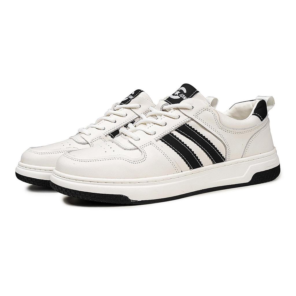 Men's Genuine Leather Sporty Flat Shoes - Autumn Fashion White Casual Shoes, Versatile Trendy Forrest Gump Style