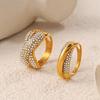 Three-layer Ring with Rhinestones, Stainless Steel Fashion Simple Design, Gold-plated Stainless Steel Ring for Women