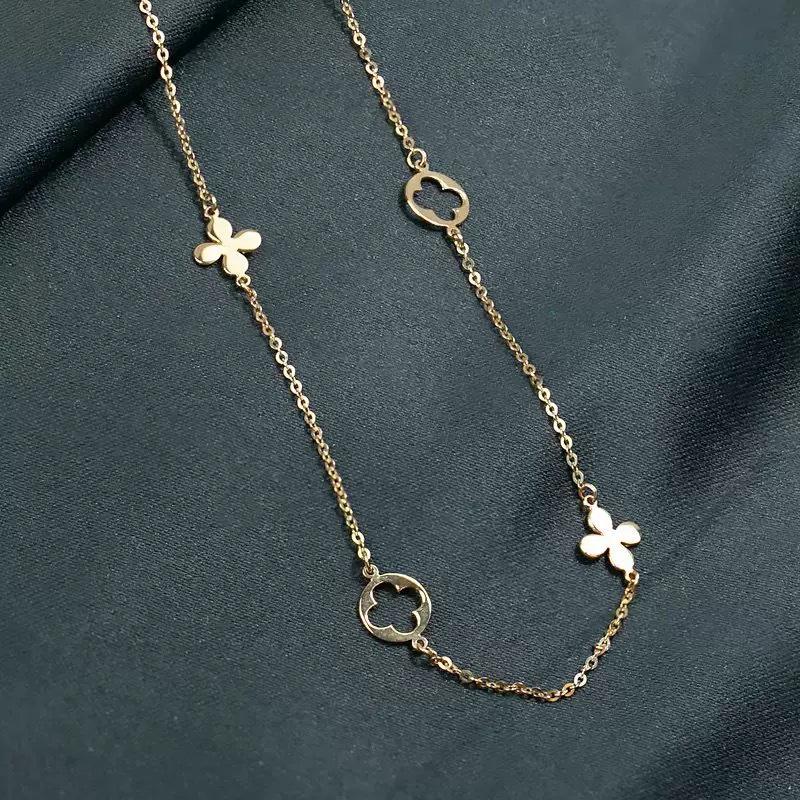 Collier Trèfle à Quatre Feuilles Coréen en Argent Plaqué Or 18 Carats