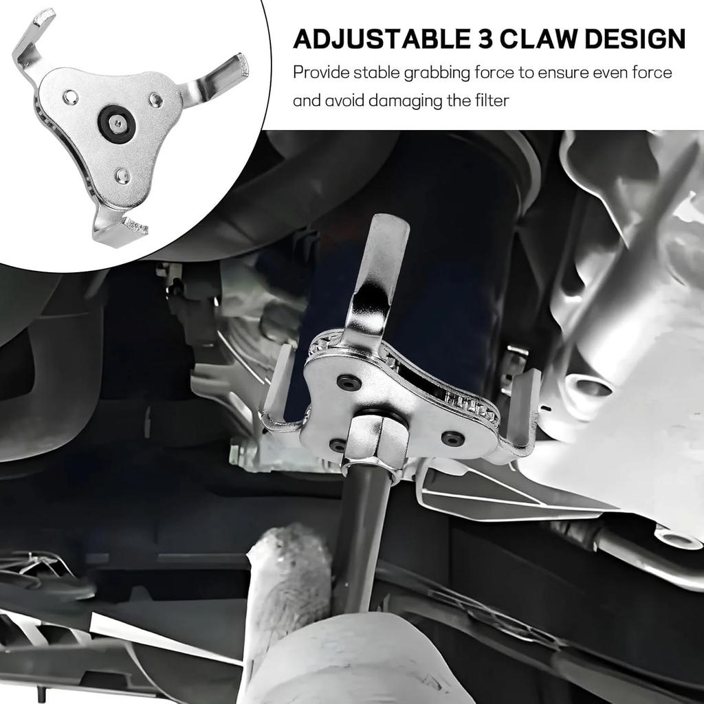 Universal Three-Jaw Oil Filter Wrench Adjustable 55-115mm Car Repair And Maintenance Three-Claw Oil Filter Removal Tool