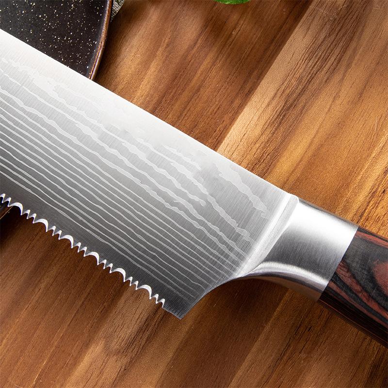 Stainless Steel Chef Knife Meat Cleaver Kitchen Knives Cooking Tools Serrated Frozen Meat Knife