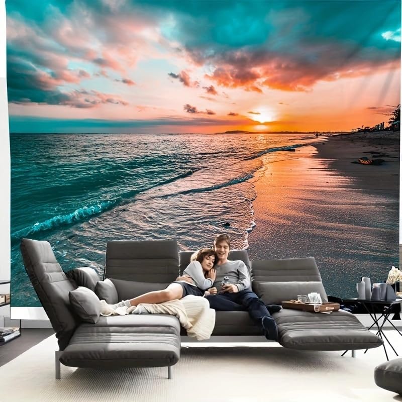 FENDROM 3D Fantasy Nature Sky Tapestry Stunningly Beautiful Moon Over Ocean Wall Hanging Landscape Wall Art Blanket for Bedroom Living Room
