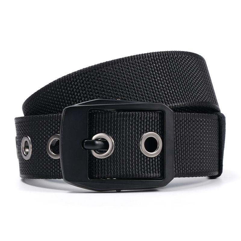 Pin Buckle Men's Belt Outdoor Tactical Nylon Canvas Belt on Both Sides Casual Versatile Trousers Belt