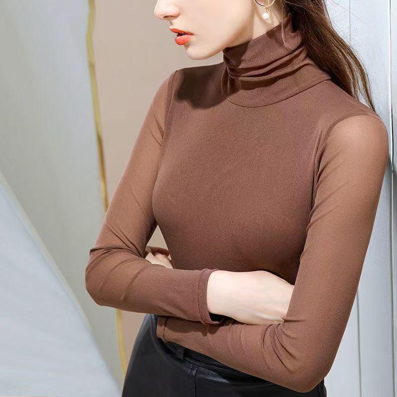 Women's Double-Sided German Velvet Turtleneck - Thick, Fashionable Long-Sleeve Base Layer for Autumn/Winter