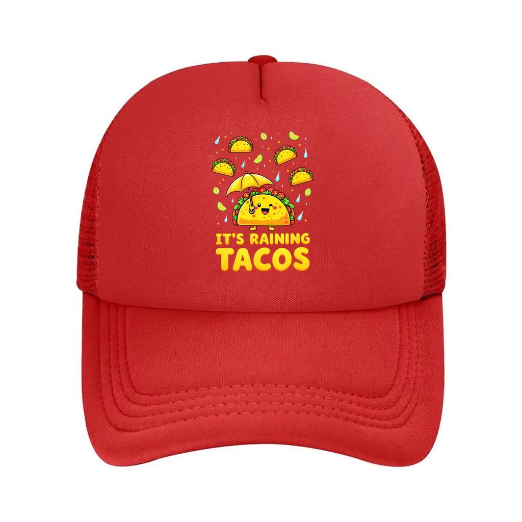 Funny Raining Tacos Graphic Mesh Baseball Cap Dad Hat Hip Hop Snapback Cap