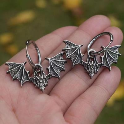 Gothic Fashion Gothic Ancient Spread The Wings Bat Hoop Earrings for Women Men Halloween Witch Hip-hop Punk Jewelry Accessories