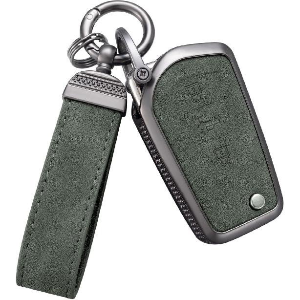 YO&YOYE Compatible with Toyota Key Fob Cover with Keychain Leather Key Case Protector for Avalon Camry Corolla RAV4 Sequoia Highlander Smart Key