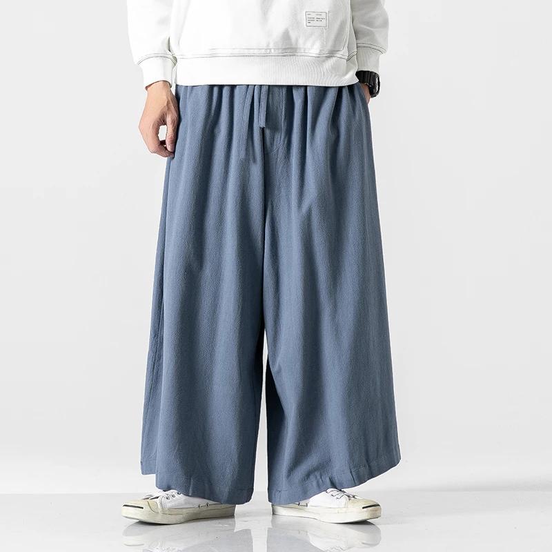 

2026 Spring Autumn Chinese Style Cotton Linen Pants Men Casual Wide Leg Pants Men Loose Harajuku Pants Men Oversized Trousers 2XL