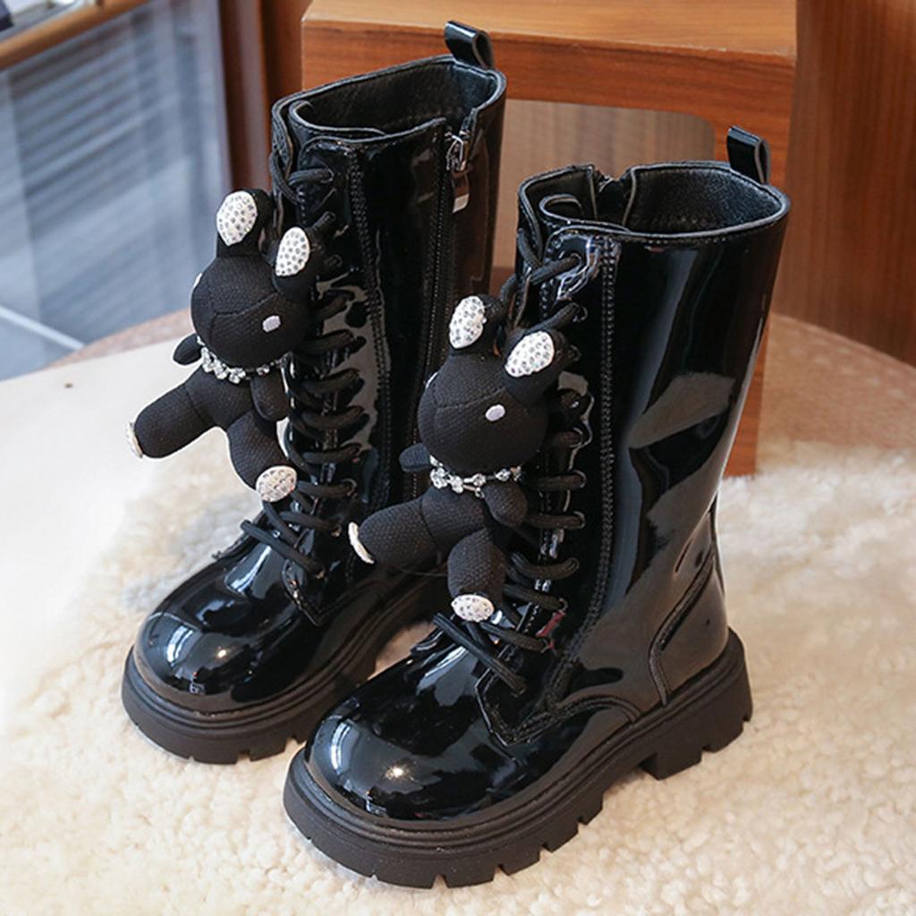 Autumn Girls Long Leather Boots 2026 Soft Soled Kids Fashion Princess Boots Bowknot Non-Slip Outdoor Children Boots Plush Winter
