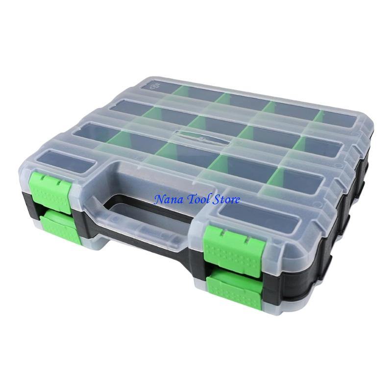 31GJ Double Side Tool Box Plastic Small Parts Storage Case Tool Box Container for Screws Nails Bolts зелёный