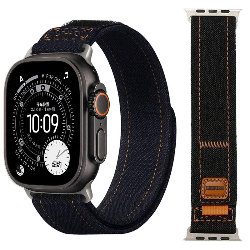 Denim Nylon Armband für Apple Watch Ultra 3-2-1 49mm 11 10 46mm 42mm Geflochtenes Armband iWatch 9 8 7 6 5 4 SE 45mm 44mm 41/40mm Band