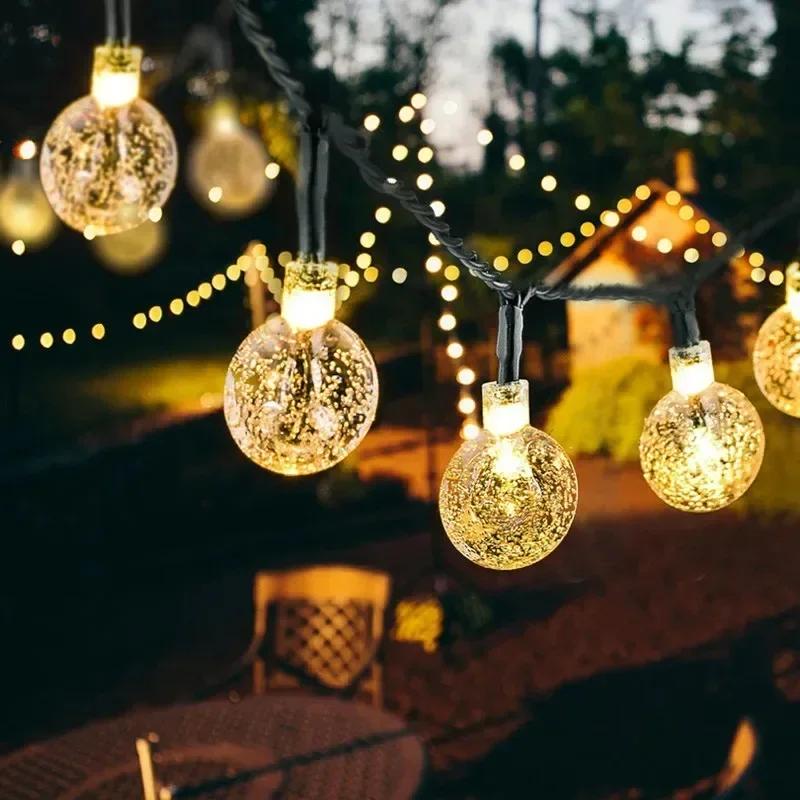 200 LED Solar Crystal Ball String Lights Outdoor Waterproof Christmas Garden Party Fairy Garland Decoration