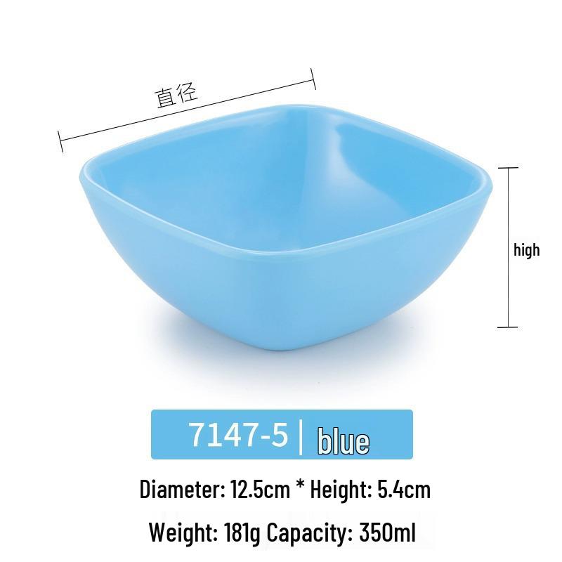 Melamine Imitation Porcelain Square Bowl – Plastic Soup, Dessert, BBQ, Bibimbap, Small Dish for Fast Food.