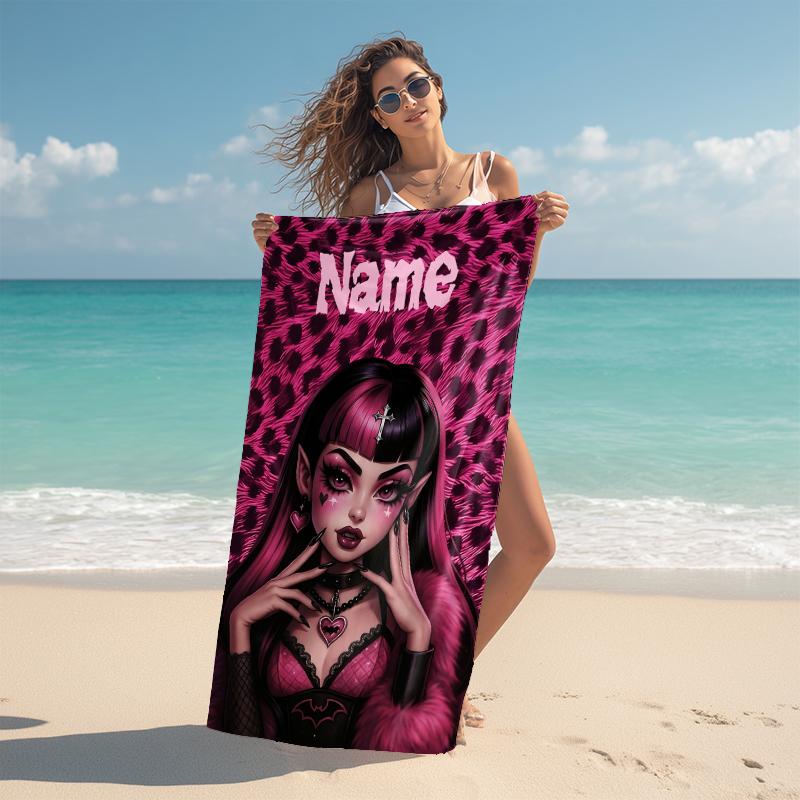 Personalized Monster High Adventure Beach Towel Microfiber Beach Towel Thin Absorbent for Beach Swimming Yoga Bath Sports. 0910342