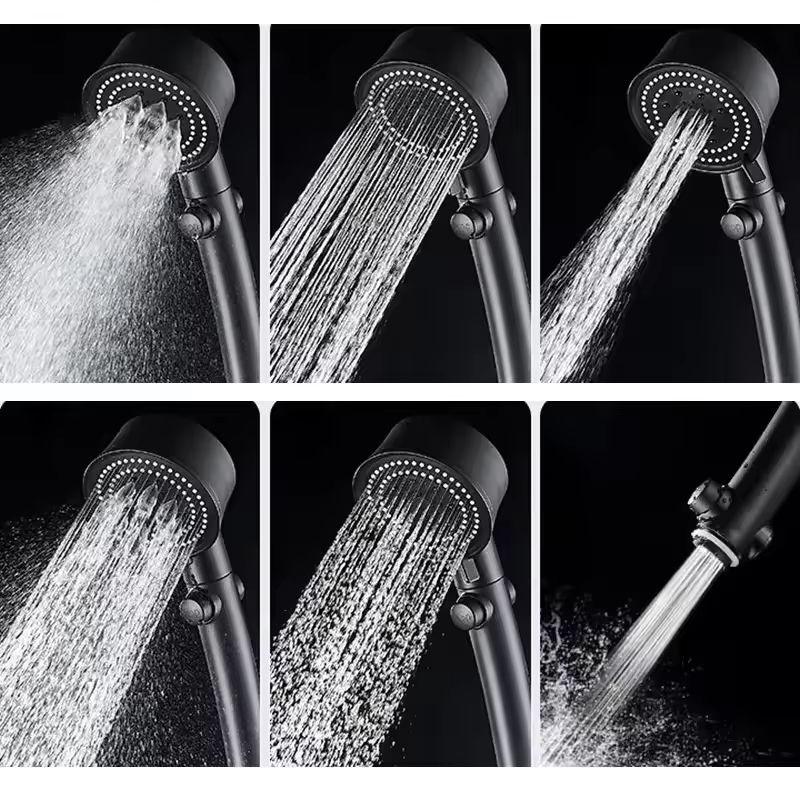 Factory Price Modern Turbo Shower Head Kit Bathroom Thermostatic Handheld High Pressure Rainfall Showerhead Black