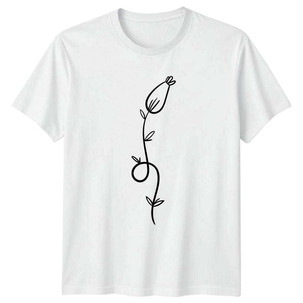 Simple Minimalist Flower Line Art TShirt Botanical Floral Birthday Gift S