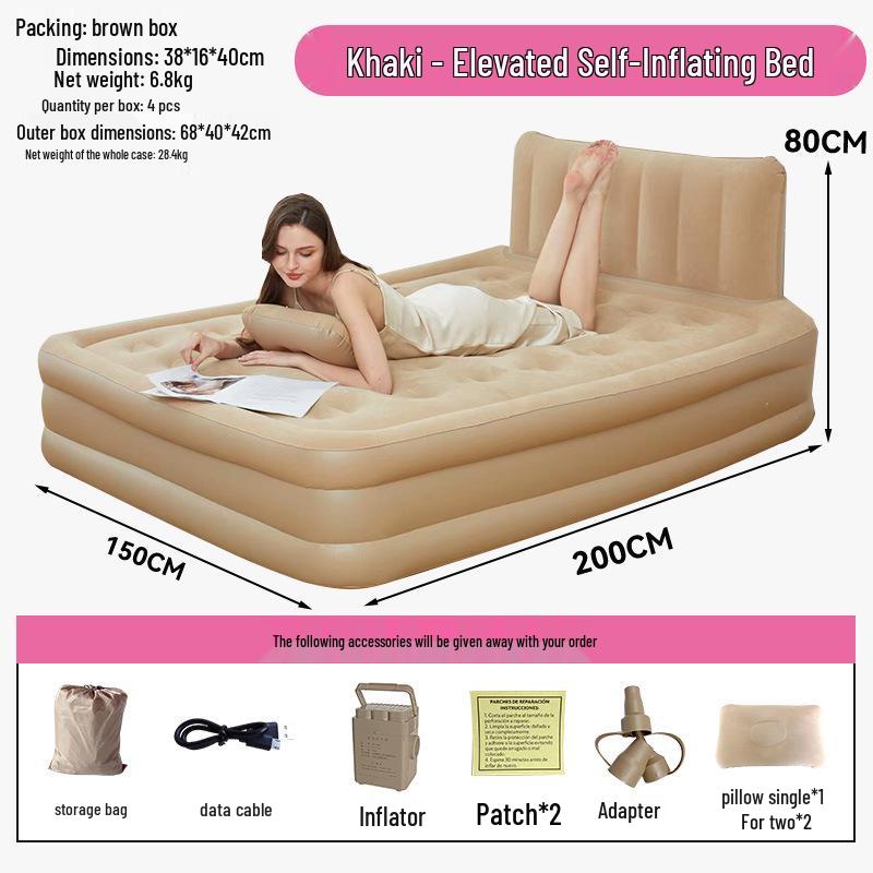 Dual-Use Wear-Resistant Folding Double Air Mattress - Outdoor/Indoor Camping Tent Sleeping Pad