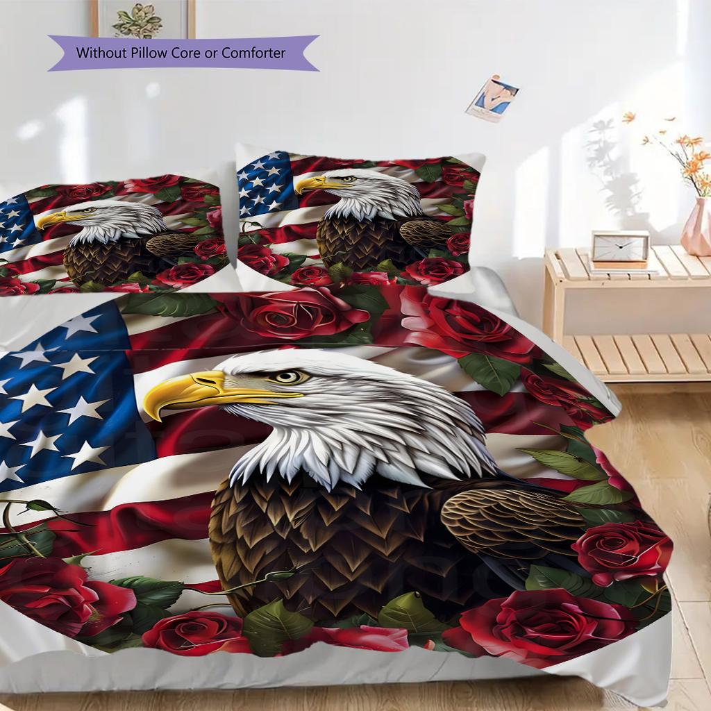 American Bald Eagle Poster Bedding, Duvet Cover, Pillowcase, Home Decoration, Birthday Gift (1 * Duvet Cover+2 * Pillowcase, Coreless)