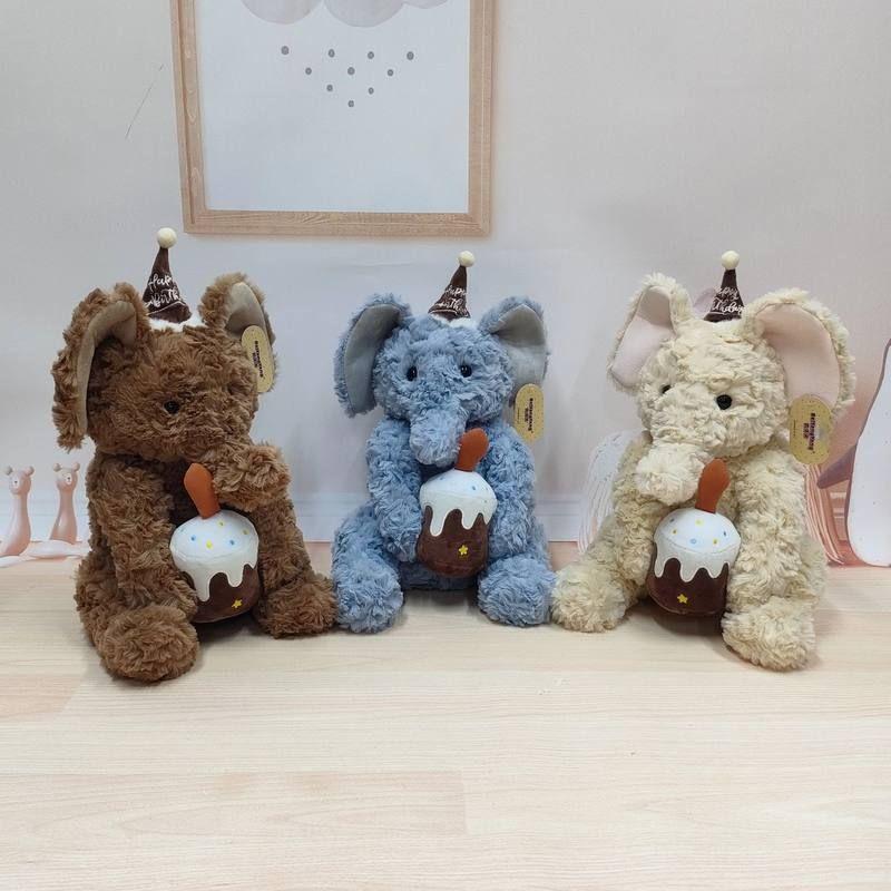 Niedlicher Sitzender Festlicher Elefant Plüschtier Firma Beruhigendes Geburtstagsgeschenk Kuchenähnliche Puppe Kinderspielzeug