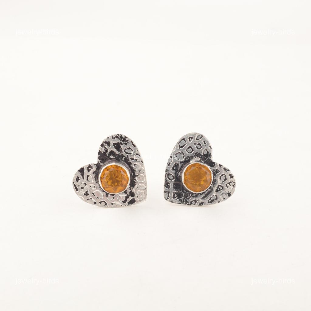Citrine Gemstone Daughter Gift Push Back Boho Stud Earrings 925 Sterling Silver EE-143-5