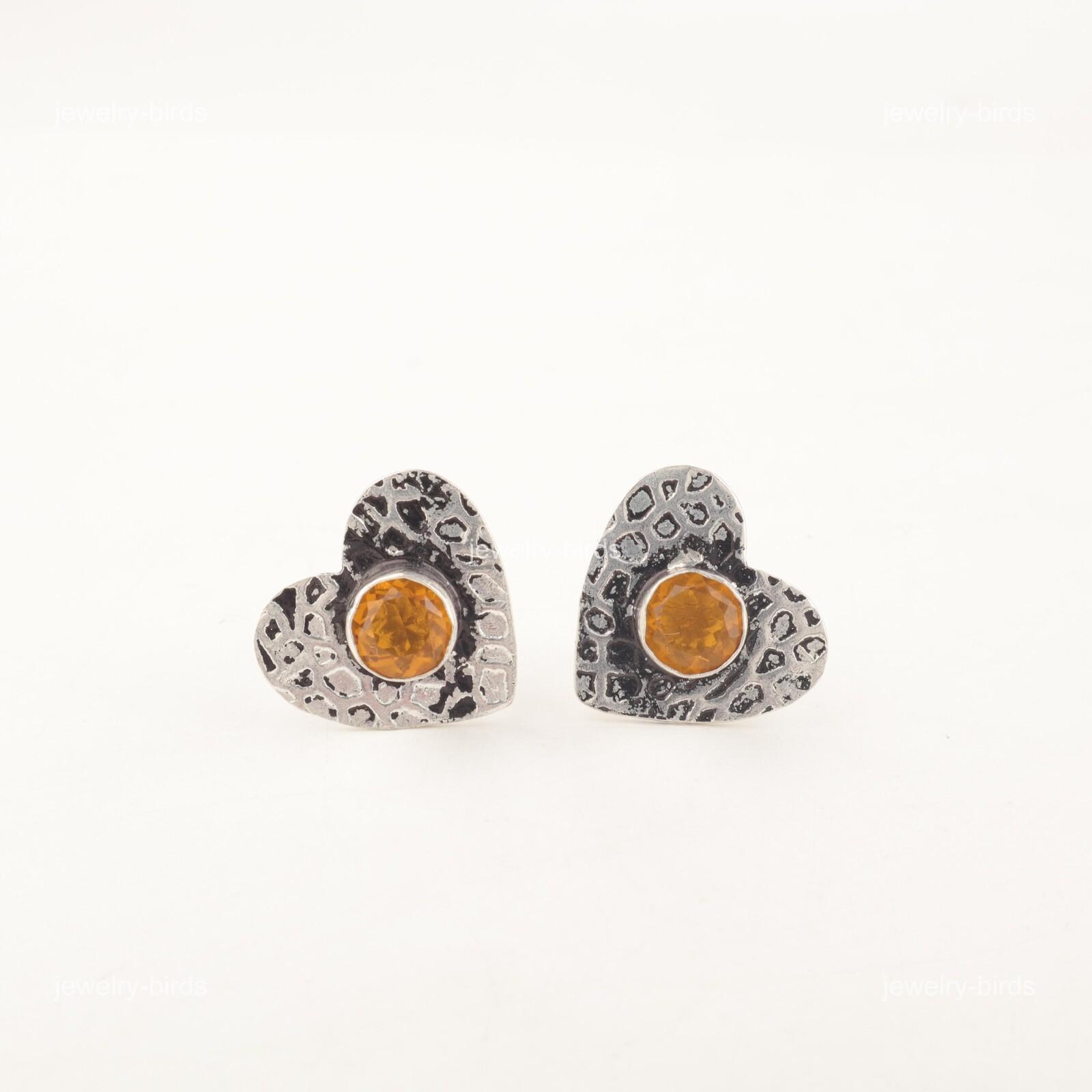 

Citrine Gemstone Daughter Gift Push Back Boho Stud Earrings 925 Sterling Silver EE-143-5