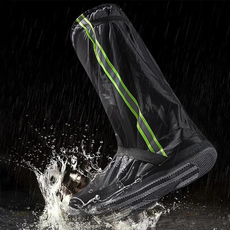 Waterproof Shoe Covers 1Pair Reusable Non-Slip Snow Rain Boot Shoe Covers with Zipper and Reflector Rain Gear for Hiking Fishing