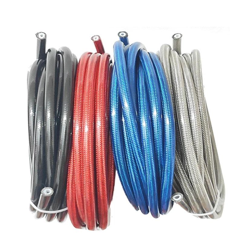 Motorcycle AN3 5m/lot Braided Stainless Steel PTFE Brake Line Hose FLUID HYDRAULIC Hose PTFE Brake Line Gas Oil Fuel Tube Pipe