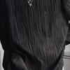 Men Fall Spring Top Water Wave Texture Round Neck Long Sleeve Oversized Solid Color Loose Pullover Hip Hop Streetwear Mid Length Men Soft T-shirt