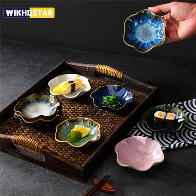 Japanese Ceramic Plate Retro Kiln Glaze Barbecue Mini Dip Sashimi Sushi Soy Sauce Plate Suitable for Home Kitchen/gift
