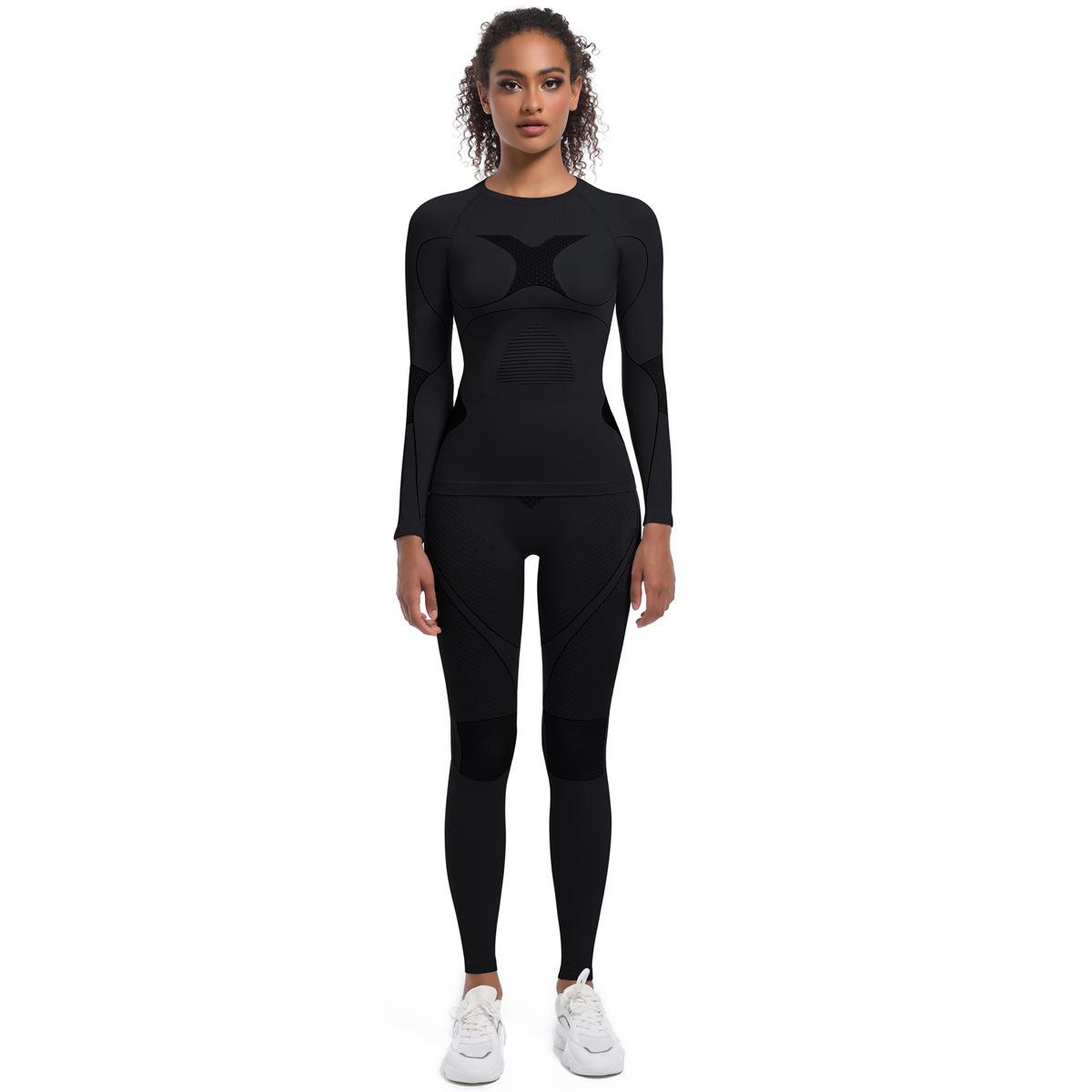 

New Long Sleeved Yoga Suit For Women, Seamless Skiing Suit, Breathable Running And Outdoor Cycling Suit, Sports And Fitness Suit For Women S