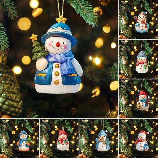 Christmas Ornament Snowman Pendant Acrylic Car Hanging Decoration Winter Xmas Tree Decoration Festive Gift Decor