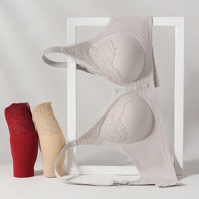 Wireless Push Up Bra Sexy Back Support Lace Trim Breathable Comfort Underwear