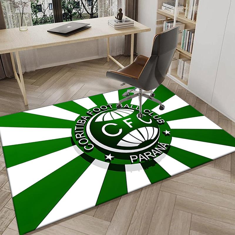 Green Football Club Emblem Printed Area Rug for Office, Chair Rug, Decorative Carpet Floor Mat, Large Size Fan gifts Christmas gifts