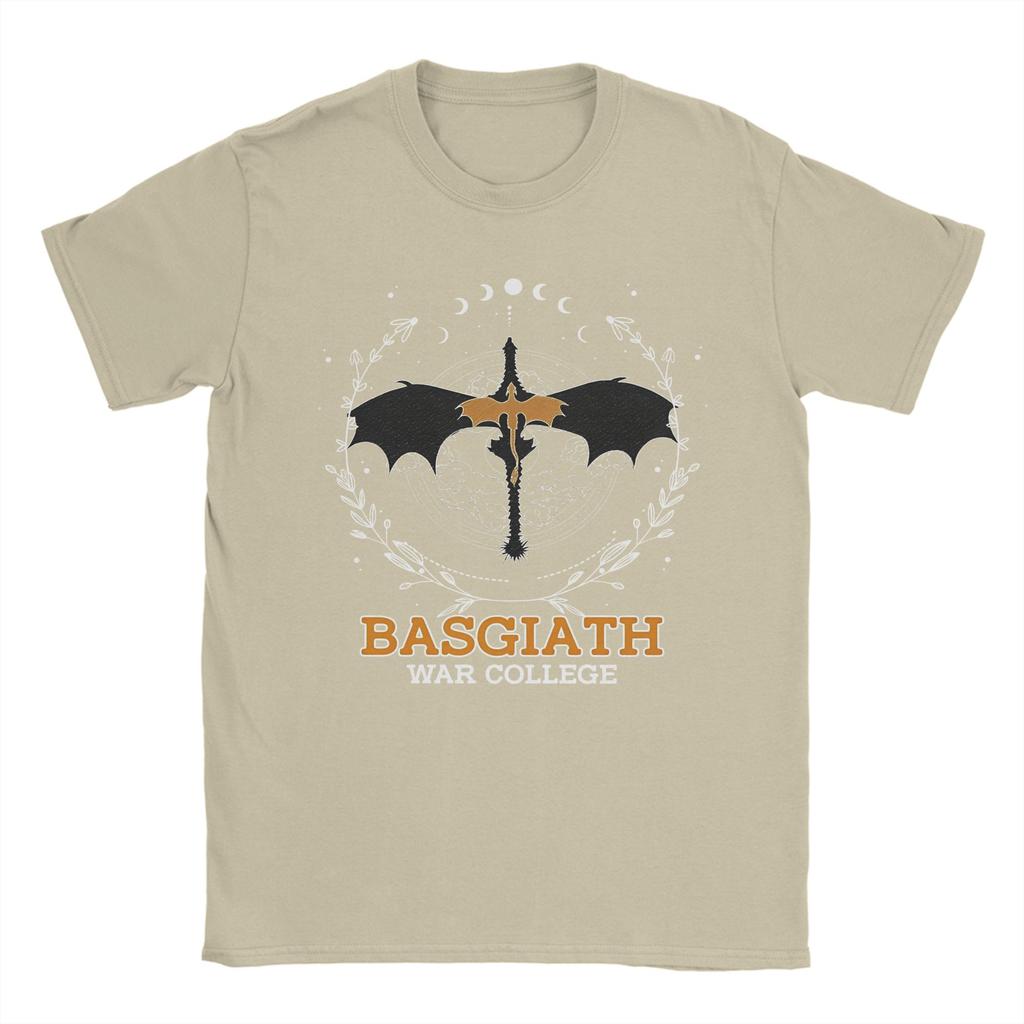 Fourth Wing Basgiath War College T-Shirt Men's Cotton Clothing Retro  O-neck Short Sleeve