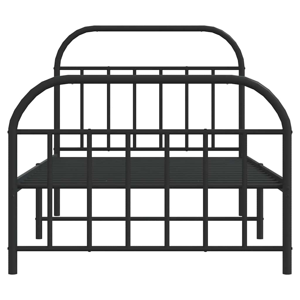 Vidaxl Struttura Letto in Metallo con Testiera e Pediera, Nera, 100X200cm