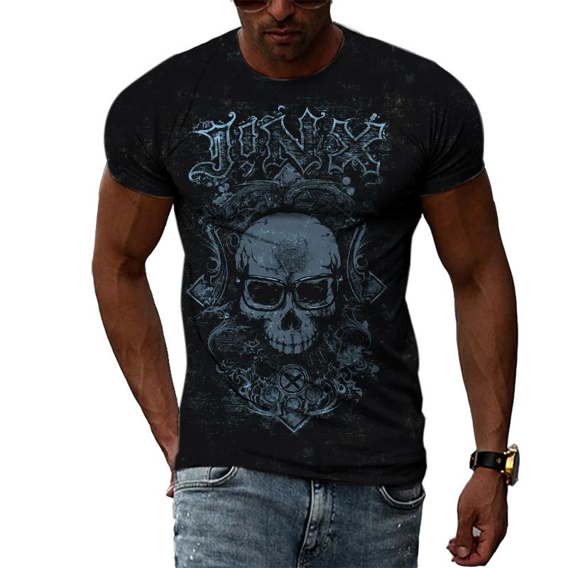 Sommermode Angst Totenköpfe Grafik Lässiges bedrucktes T-Shirt Hip Hip Harajuku Stil Rundhals Kurzarm Herren T-Shirts