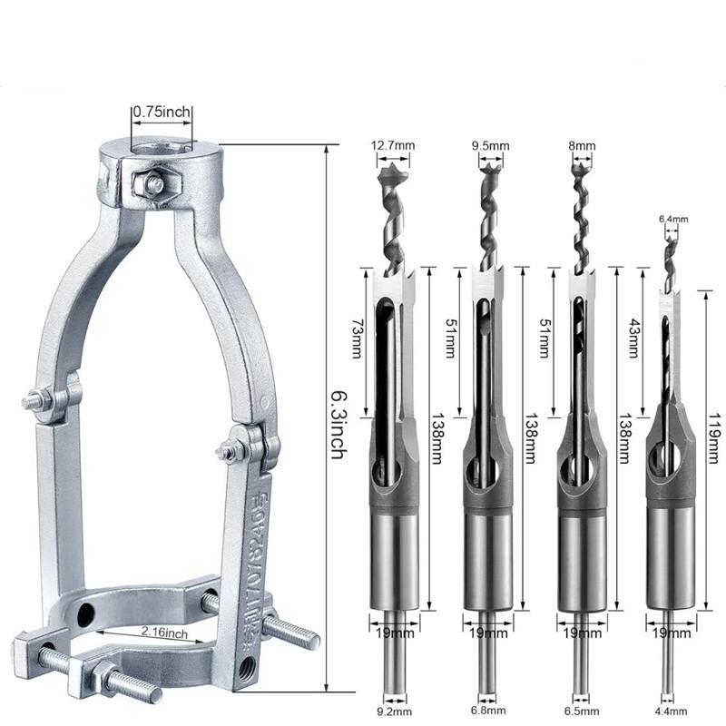 Square Hole Drill Fixing Bracket for Woodworking Mortising Press