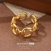 New Opening C-shaped Adjustable Hollow Square Ring Women's Gold-plated Individual Cold Wind Jewelry Accessories Metal Wind