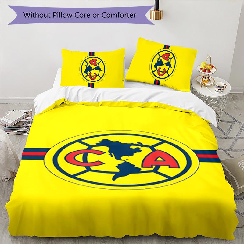 Club América 3pcs Bedding Set Duvet Cover Closure Includes 1 Duvet Cover & 2 Pillowcases for All Seasons Bedroom Home Dorm Decor
