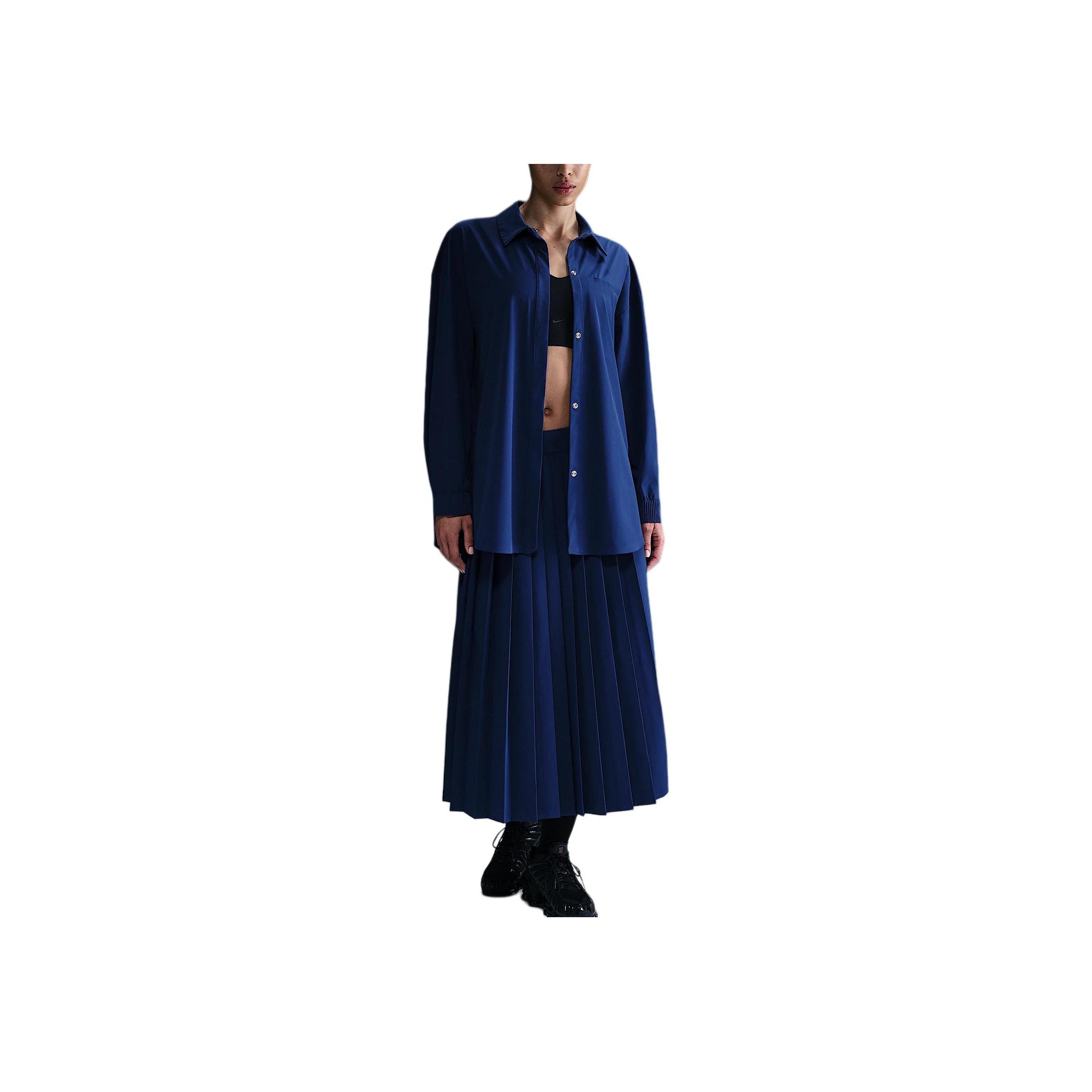 

Nike Dri-Fit Perfect Stretch 24.7 Series Удобная Влагоотводящая Модная Рубашка с Длинным Рукавом Женская рубашка Темно-Синий Пустотно-Синий HM8385-455 M