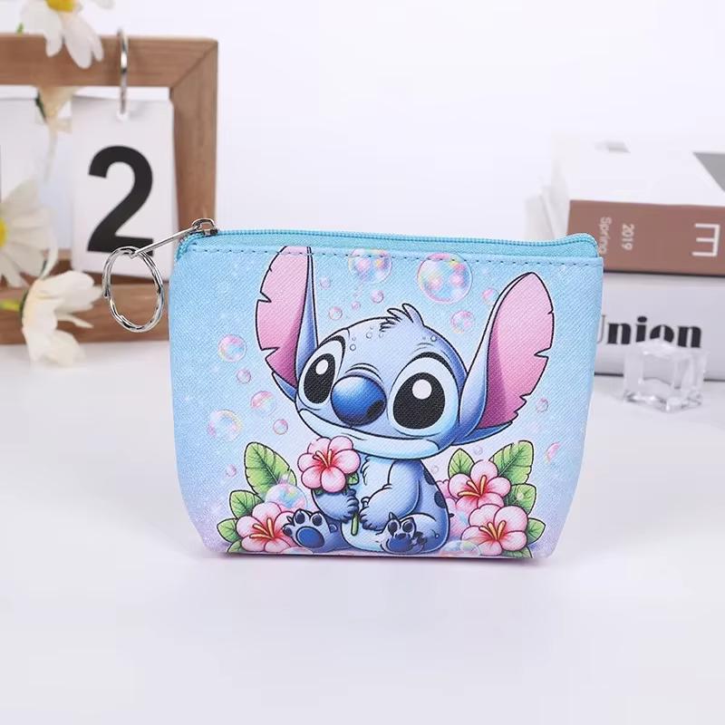 MINISO Stitch Mini Coin Purse Cartoon Cute Anime Pu Key Case Storage Bag Children Kawaii Wallet Gifts for Kids