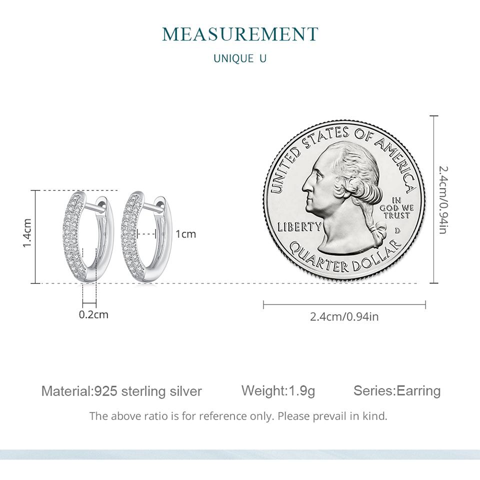 WOSTU 925 Silver European Simple CZ Ear Buckles Heart Hoop Earrings for Women Wedding Gift Minimalism Jewelry E737